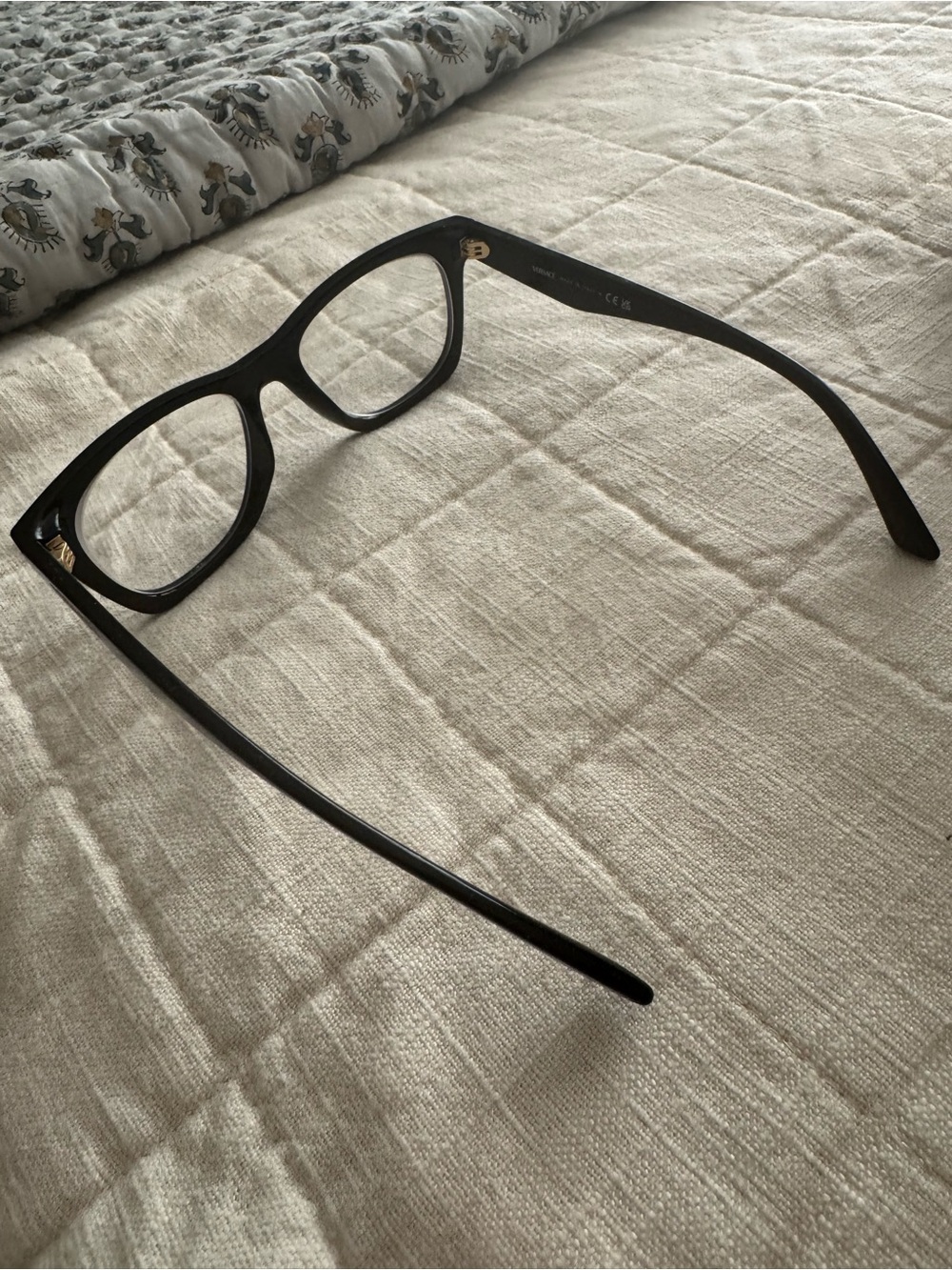 Versace Black Square Frame Glasses with Gold Medusa Accents - Picture 5 of 9